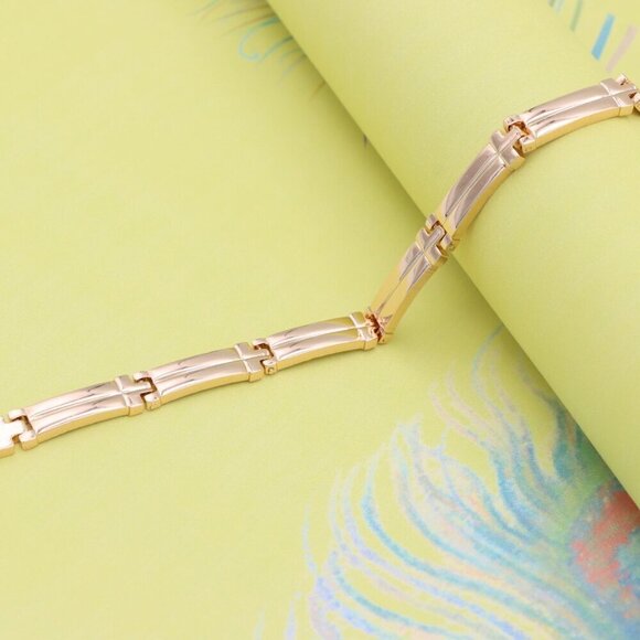 "Elegant Rose Gold Plated Zigzag Link Bracelet for Women, XPBL0869 - Picture 6 of 12